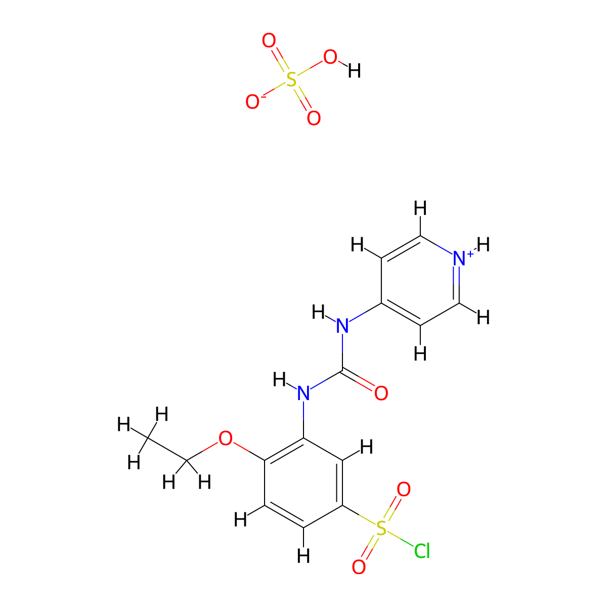 4-Ethoxy-3-(3-(pyridin-4-yl)ureido)benzene-1-sulfonyl chloride sulfate molecular structure, CAS 820245-44-1
