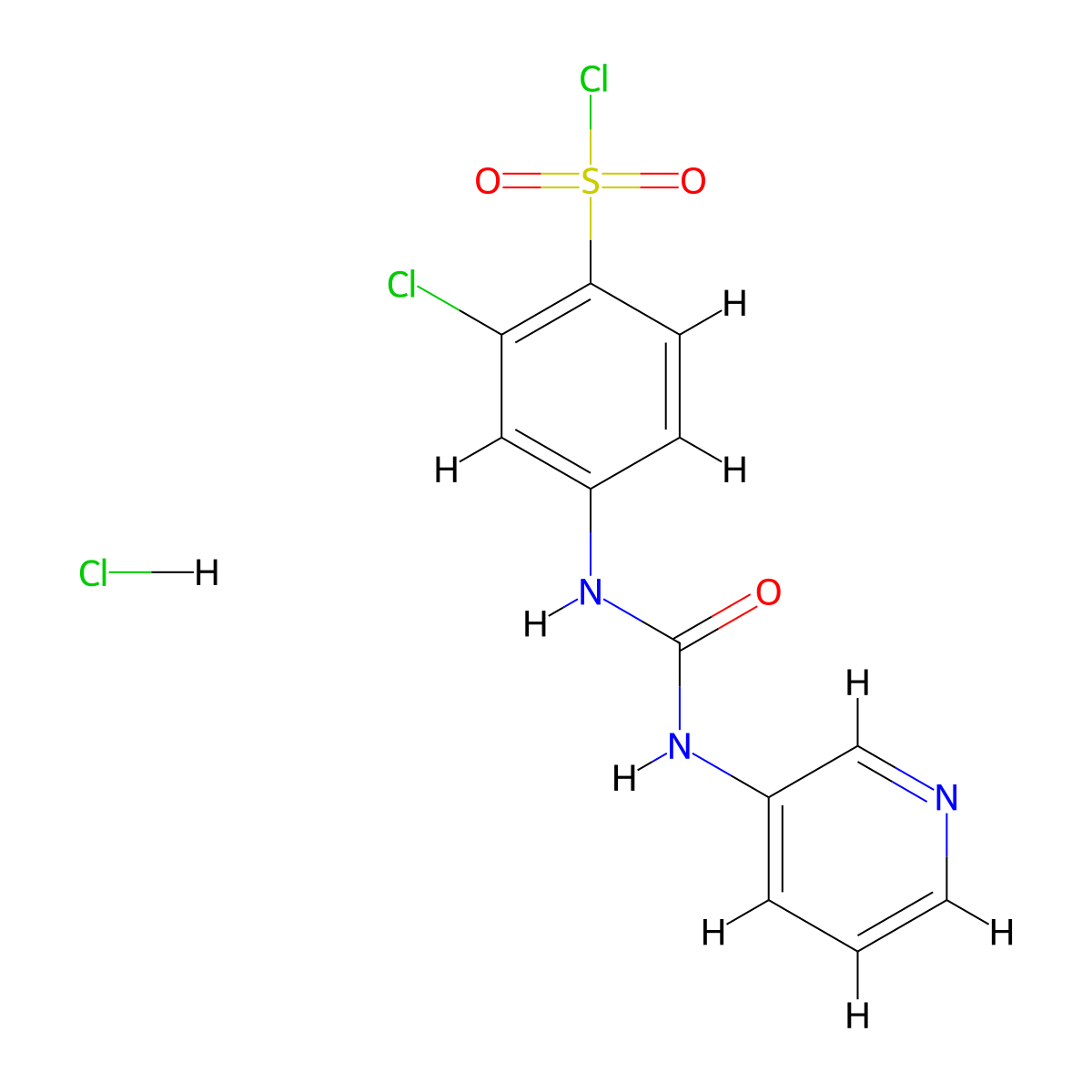 2-Chloro-4-(3-pyridin-3-yl-ureido)-benzenesulfonylchloride hydrochloride molecular structure, CAS 820245-46-3