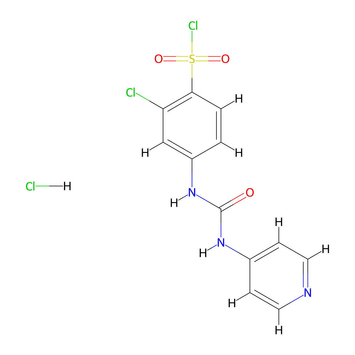 2-Chloro-4-(3-pyridin-4-yl-ureido)-benzenesulfonylchloride hydrochloride molecular structure, CAS 820245-47-4