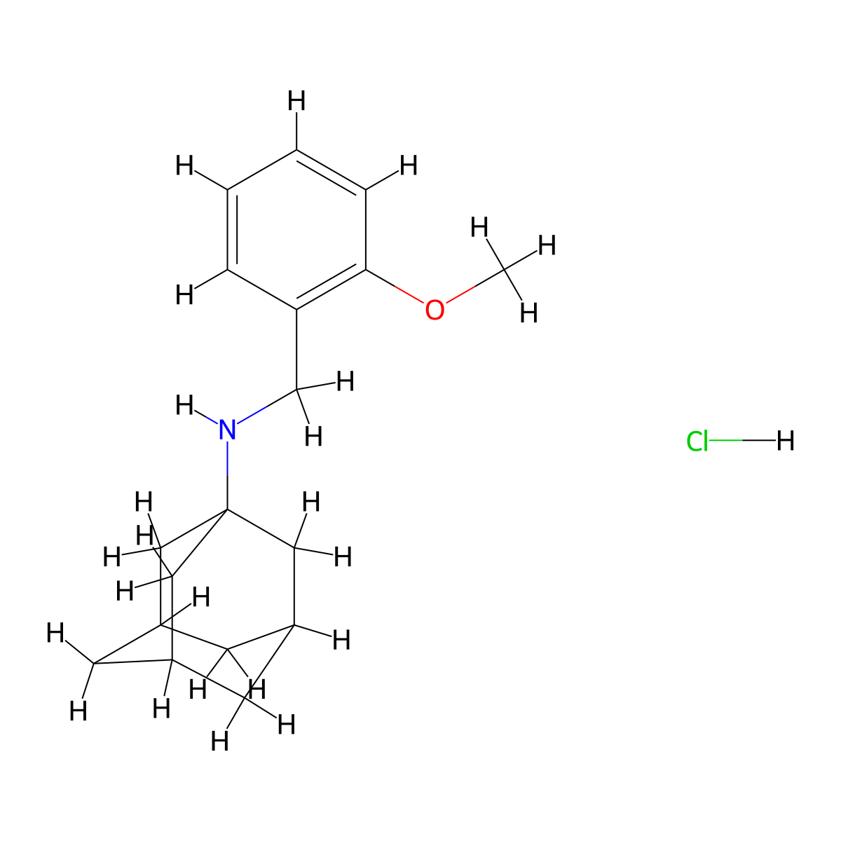 Adamantan-1-yl-(2-methoxy-benzyl)-amine hydrochloride molecular structure, CAS 820245-49-6