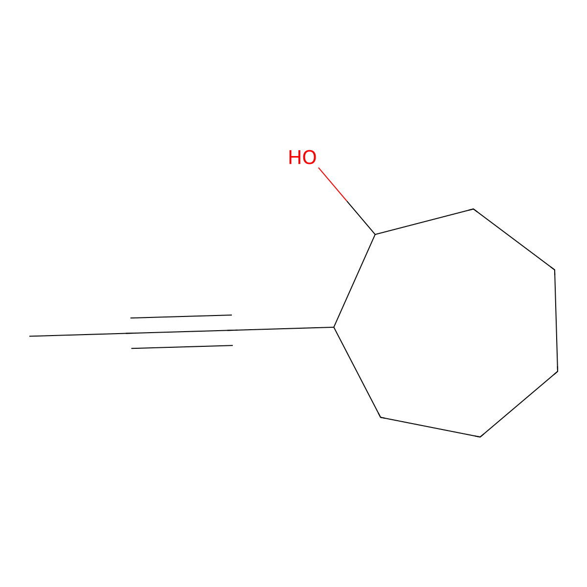 2-(Prop-1-yn-1-yl)cycloheptan-1-ol molecular structure, CAS 82032-03-9