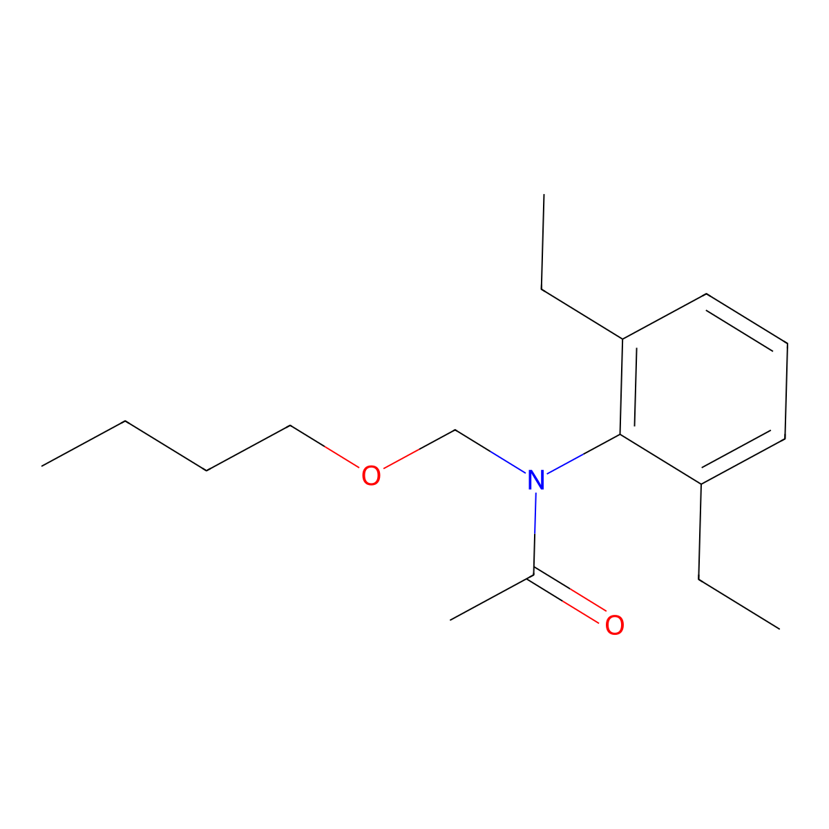 N-(Butoxymethyl)-N-(2,6-diethylphenyl)acetamide molecular structure, CAS 82039-15-4