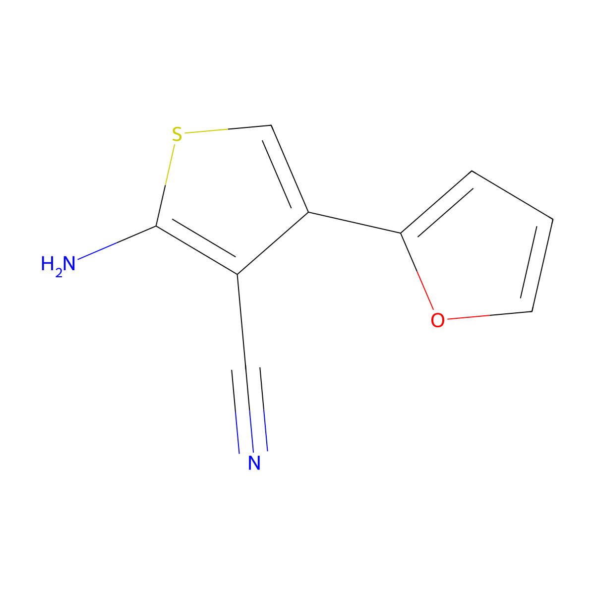 2-Amino-4-(2-furyl)thiophene-3-carbonitrile molecular structure, CAS 82039-31-4