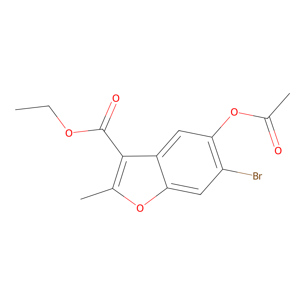 Ethyl 5-(acetyloxy)-6-bromo-2-methyl-1-benzofuran-3-carboxylate molecular structure, CAS 82039-75-6