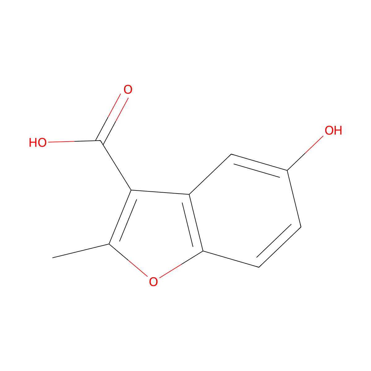 5-Hydroxy-2-methyl-1-benzofuran-3-carboxylic acid molecular structure, CAS 82039-84-7