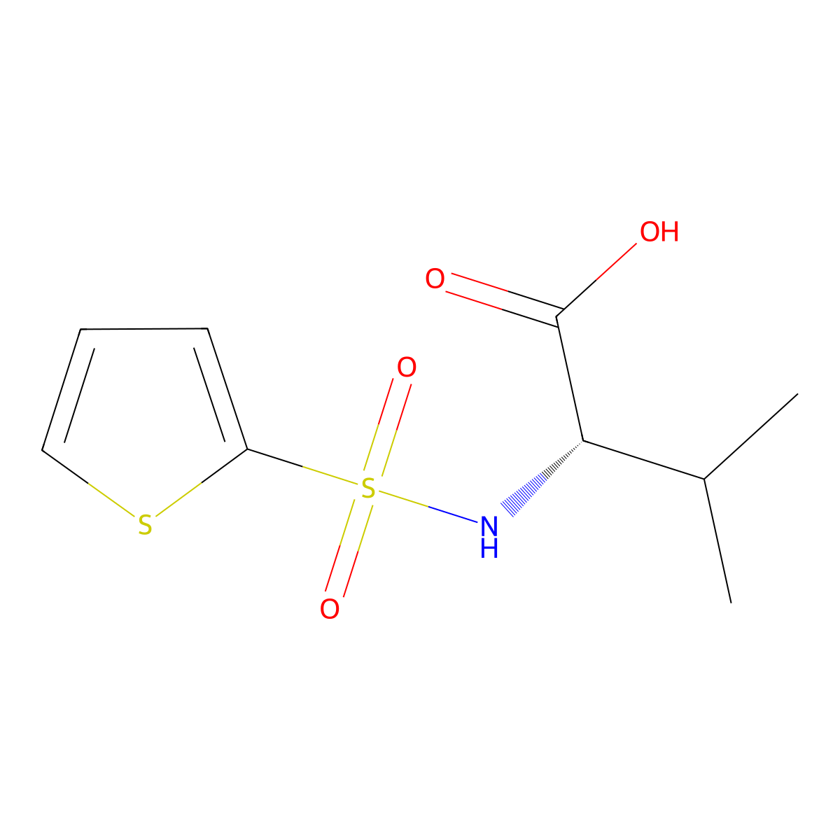 (2S)-3-methyl-2-(thiophene-2-sulfonamido)butanoic acid molecular structure, CAS 82068-13-1