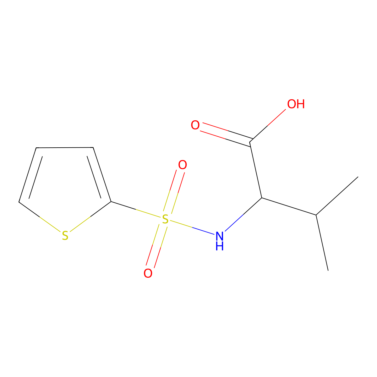3-Methyl-2-(thiophene-2-sulfonamido)butanoic acid molecular structure, CAS 82068-14-2