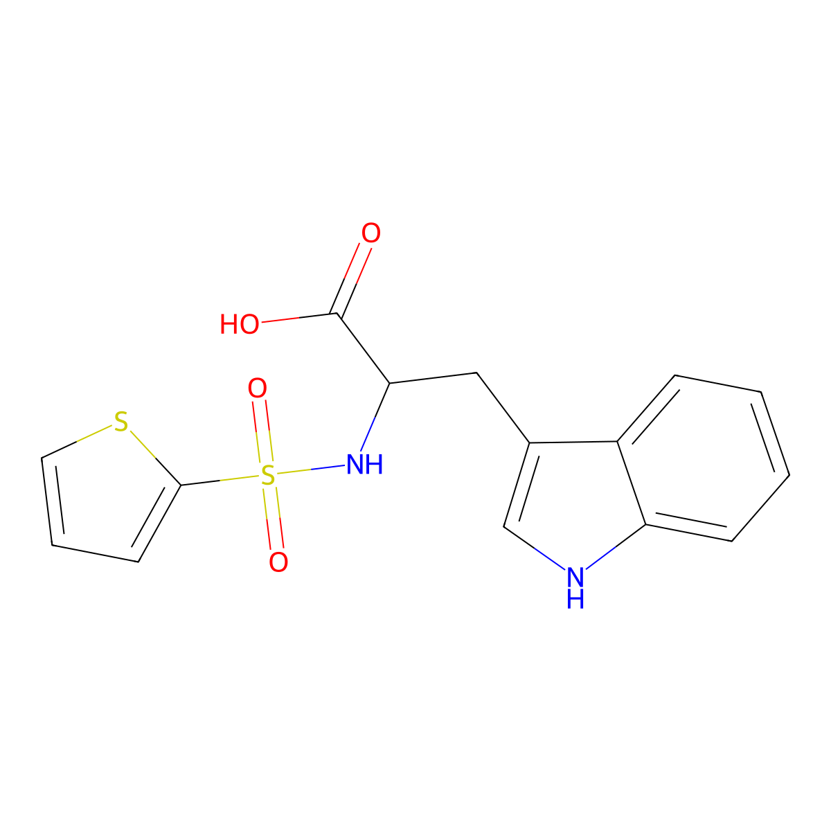 3-(1h-Indol-3-yl)-2-(thiophene-2-sulfonamido)propanoic acid molecular structure, CAS 82068-28-8