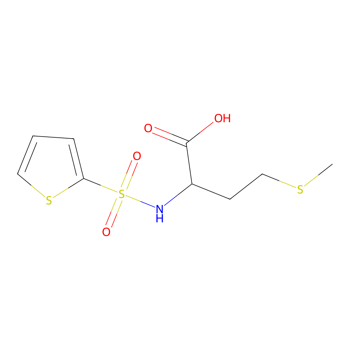 4-Methylsulfanyl-2-(thiophene-2-sulfonylamino)-butyric acid molecular structure, CAS 82068-29-9