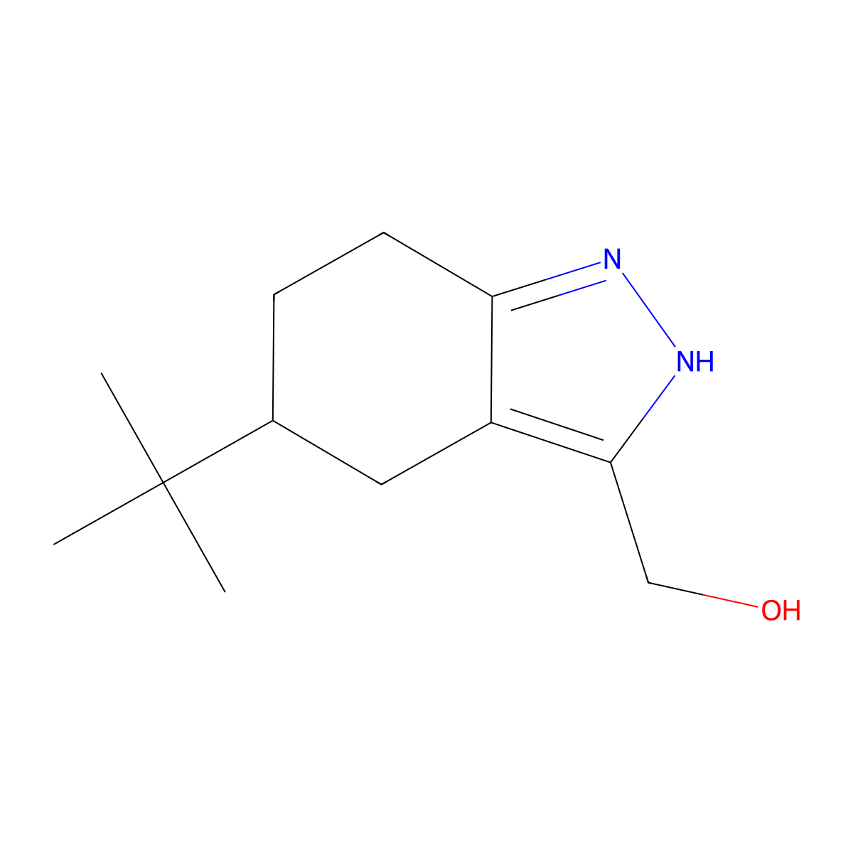 (5-(tert-butyl)-4,5,6,7-tetrahydro-2H-indazol-3-yl)methanol molecular structure, CAS 82071-79-2