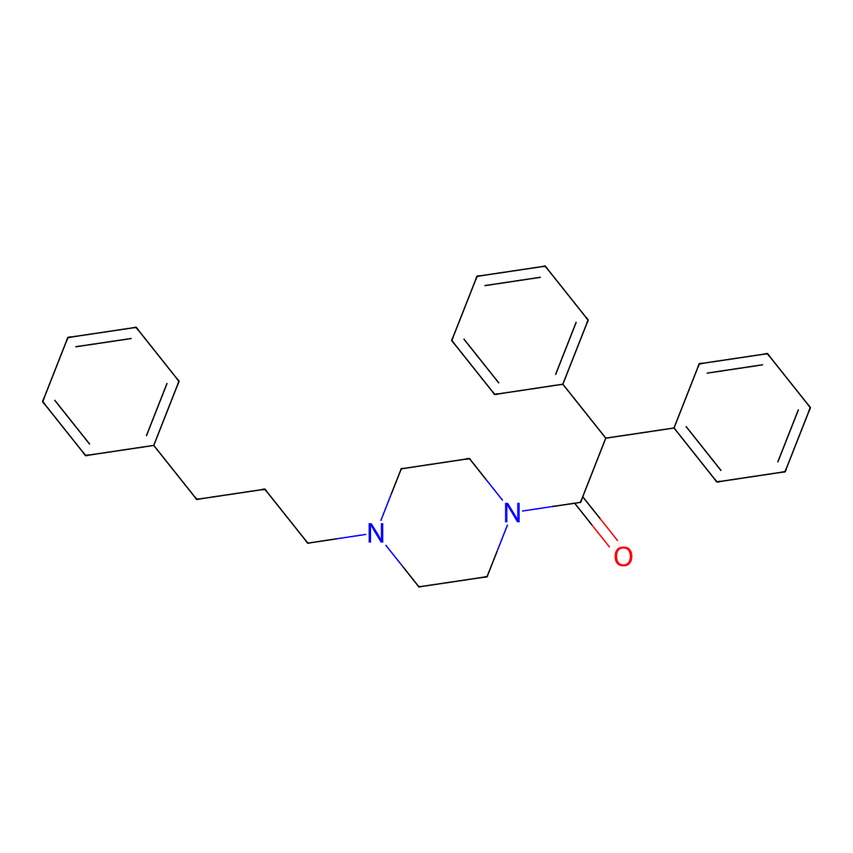 2,2-Diphenyl-1-[4-(3-phenylpropyl)piperazin-1-yl]ethanone molecular structure, CAS 82074-94-0