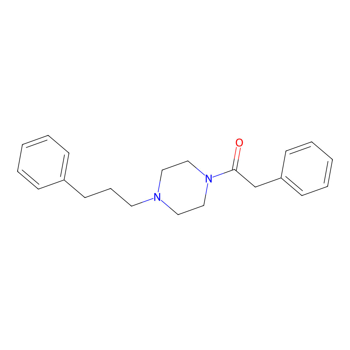 2-Phenyl-1-[4-(3-phenylpropyl)piperazin-1-yl]ethanone molecular structure, CAS 82075-19-2