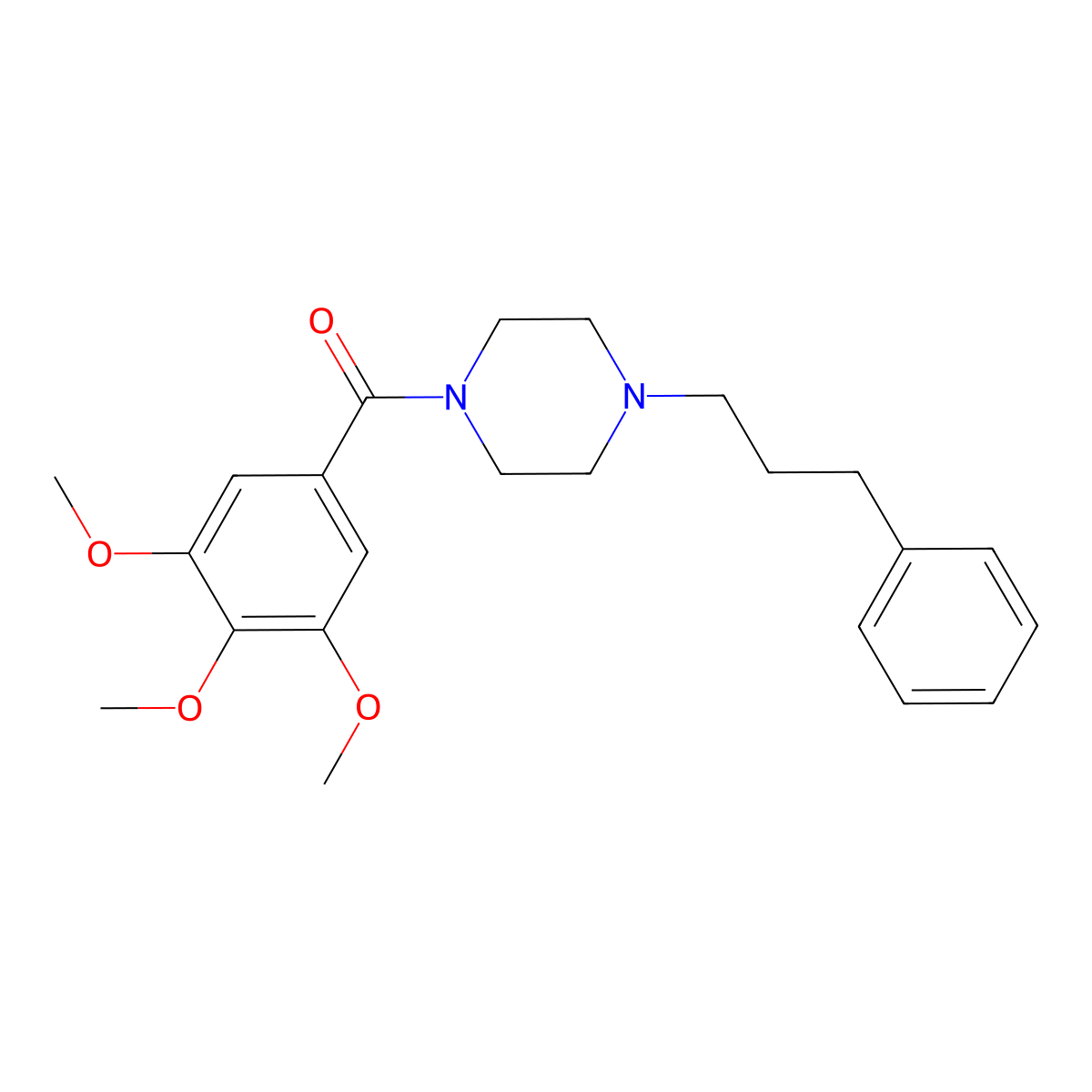 1-(3-Phenylpropyl)-4-(3,4,5-trimethoxybenzoyl)piperazine molecular structure, CAS 82075-25-0