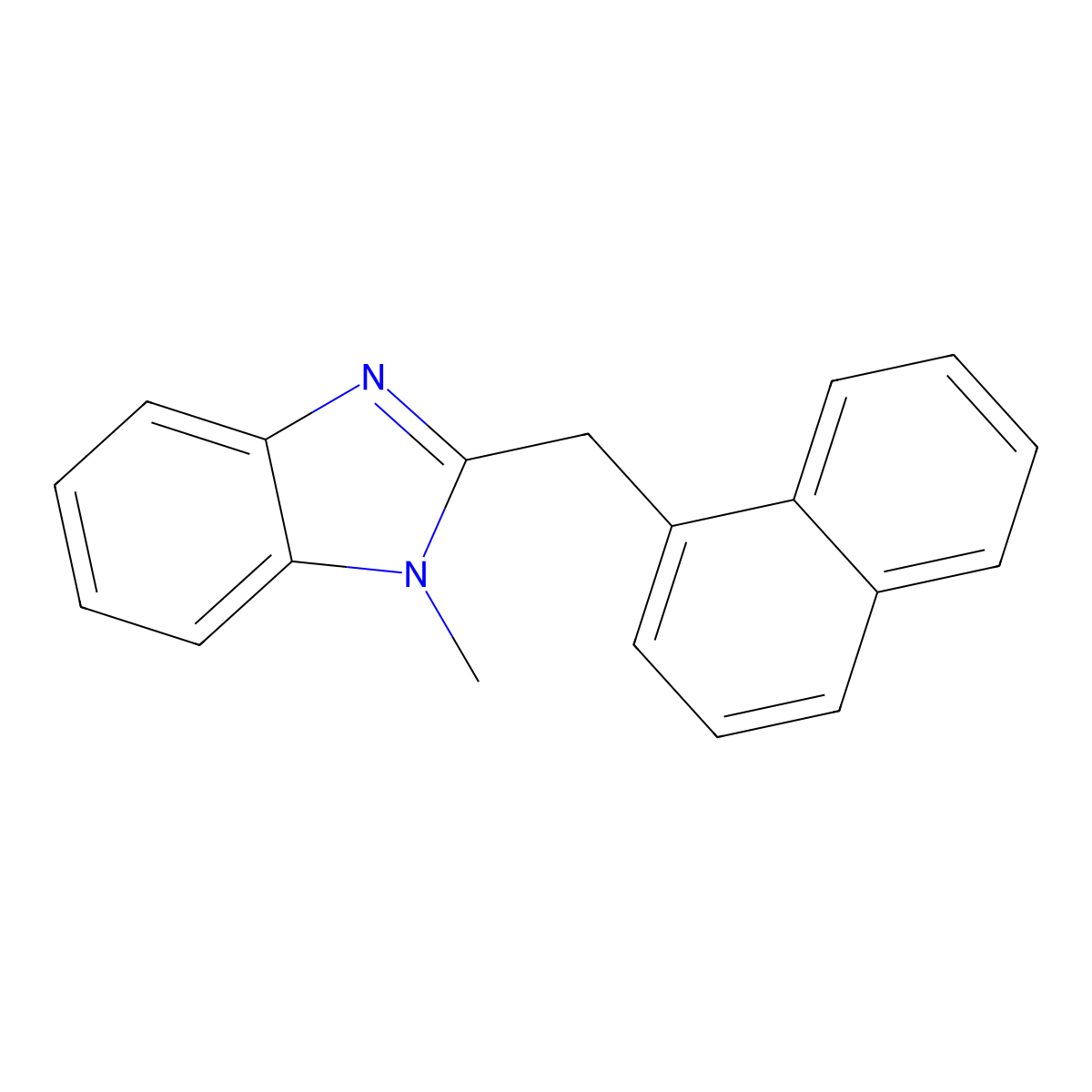 1-Methyl-2-(naphthalen-1-ylmethyl)benzimidazole molecular structure, CAS 82075-73-8