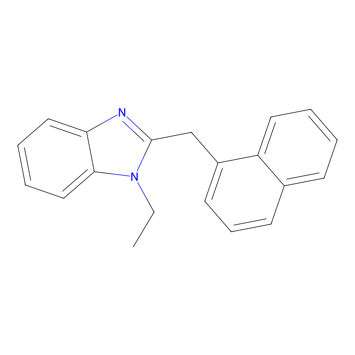 1-Ethyl-2-(naphthalen-1-ylmethyl)benzimidazole molecular structure, CAS 82075-74-9