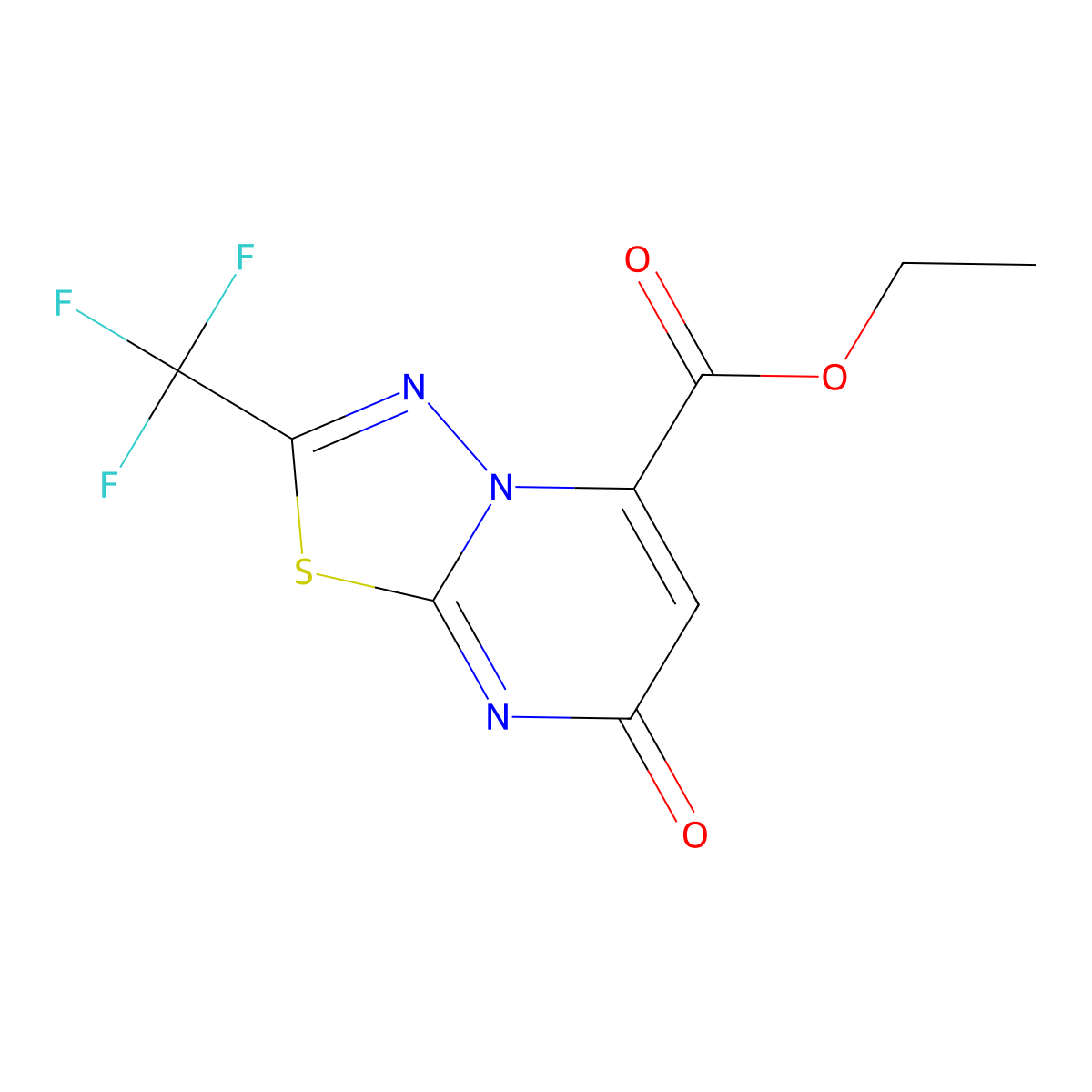 Ethyl 7-oxo-2-(trifluoromethyl)-[1,3,4]thiadiazolo[3,2-a]pyrimidine-5-carboxylate molecular structure, CAS 82077-86-9