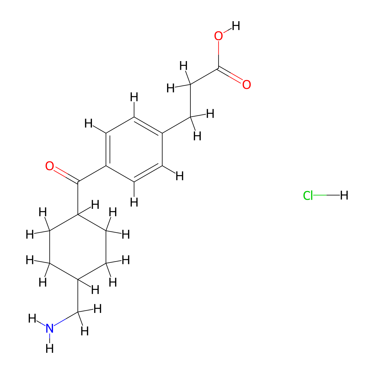 3-(4-(4-(Aminomethyl)cyclohexane-1-carbonyl)phenyl)propanoic acid--hydrogen chloride (1/1) molecular structure, CAS 82085-94-7