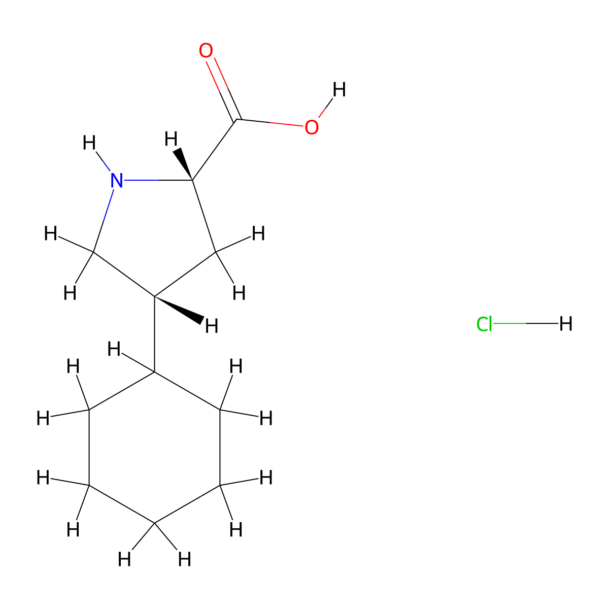 L-Proline, 4-cyclohexyl-, hydrochloride, cis- molecular structure, CAS 82087-68-1