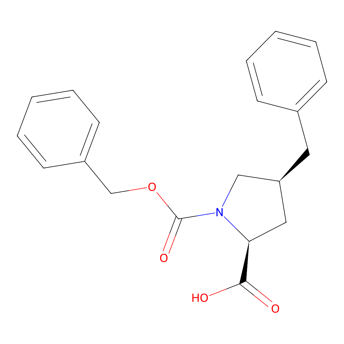 rac-(2R,4R)-4-benzyl-1-[(benzyloxy)carbonyl]pyrrolidine-2-carboxylic acid molecular structure, CAS 82087-70-5