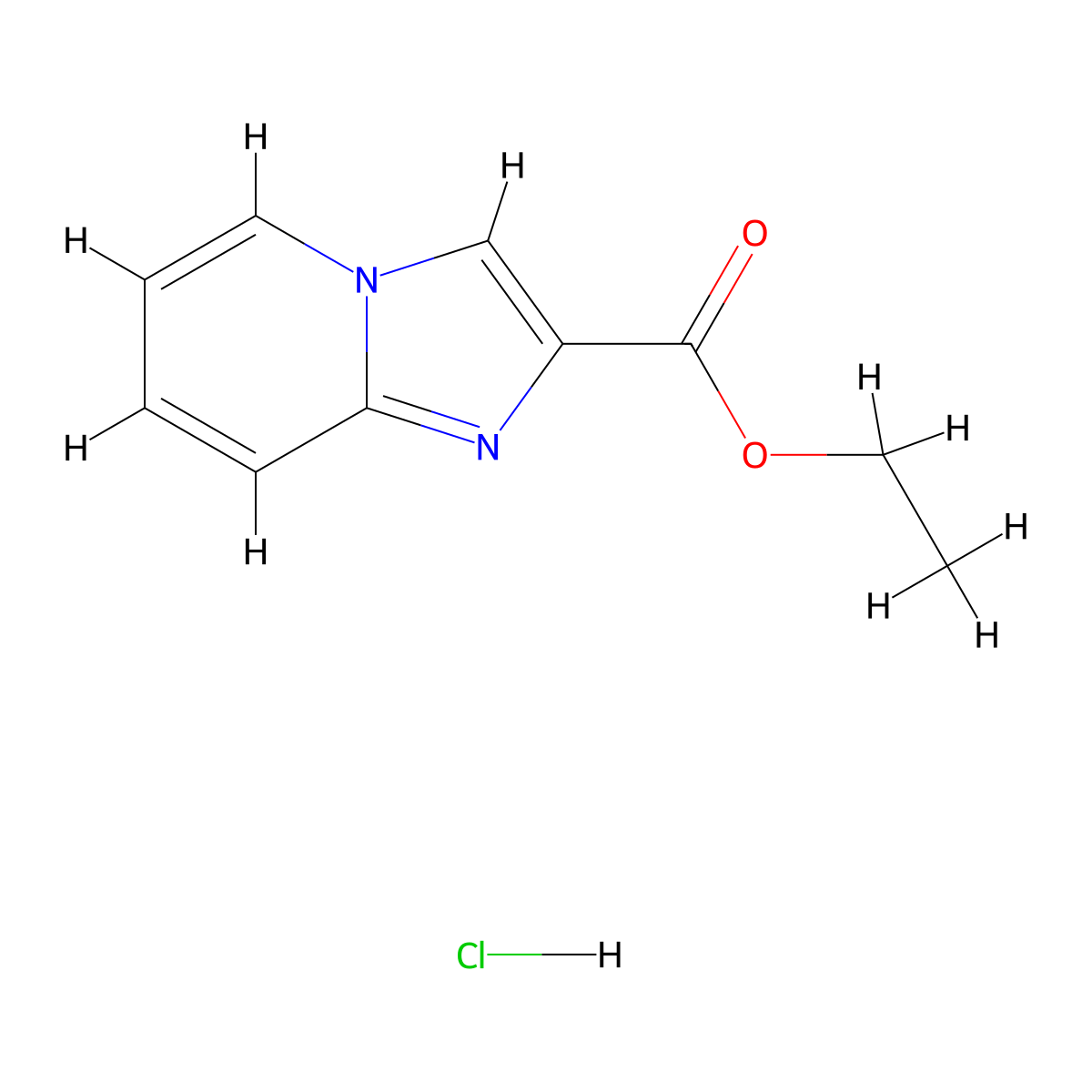 Ethyl imidazo(1,2-a)pyridine-2-carboxylate hydrochloride molecular structure, CAS 82090-51-5