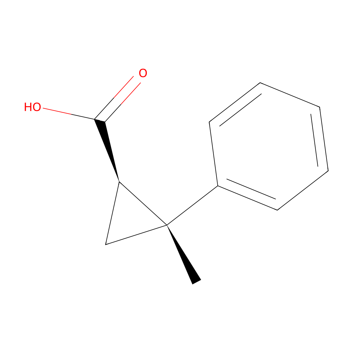 (1R,2R)-2-methyl-2-phenylcyclopropane-1-carboxylic acid molecular structure, CAS 82095-93-0
