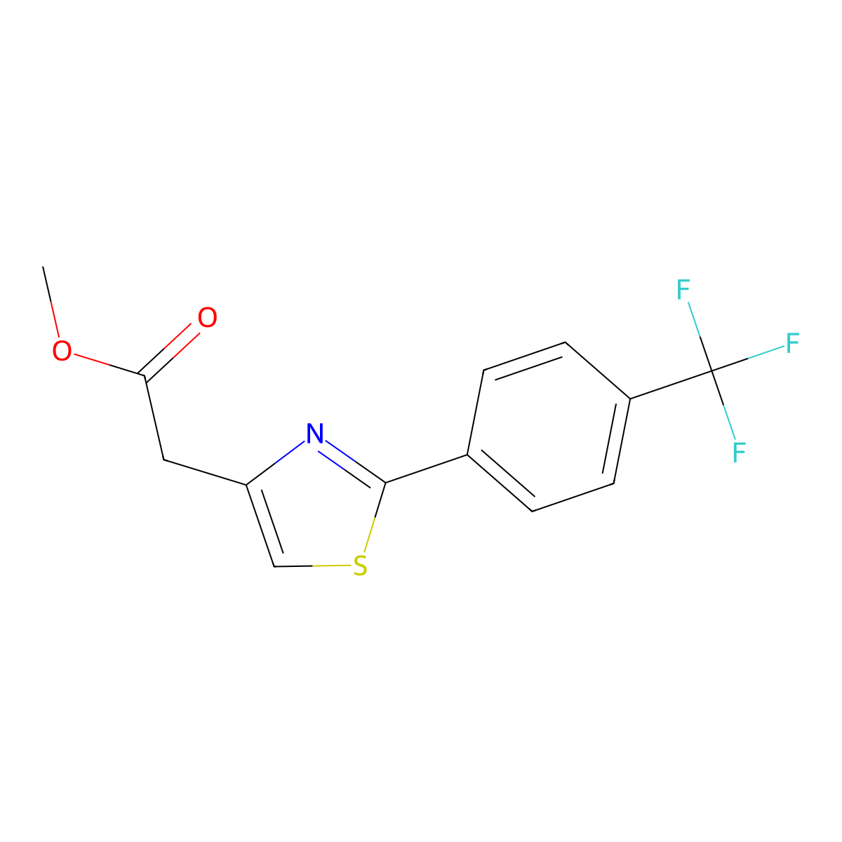 [2-(4-Trifluoromethyl-phenyl)-thiazol-4-yl]-acetic acid methyl ester molecular structure, CAS 820960-24-5