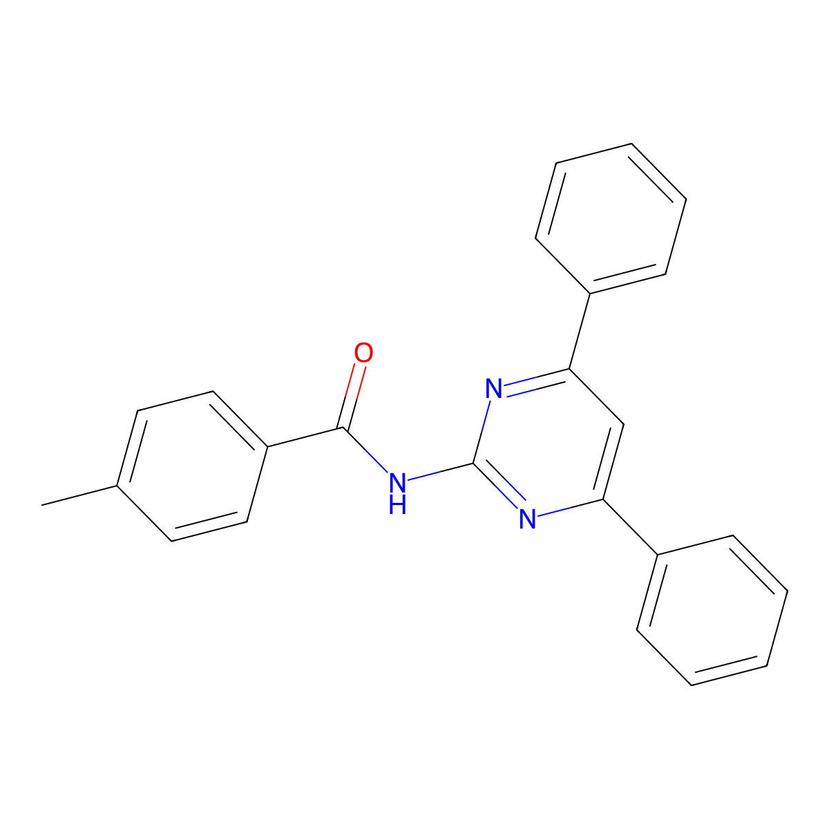 N-(4,6-diphenylpyrimidin-2-yl)-4-methylbenzamide molecular structure, CAS 820961-61-3