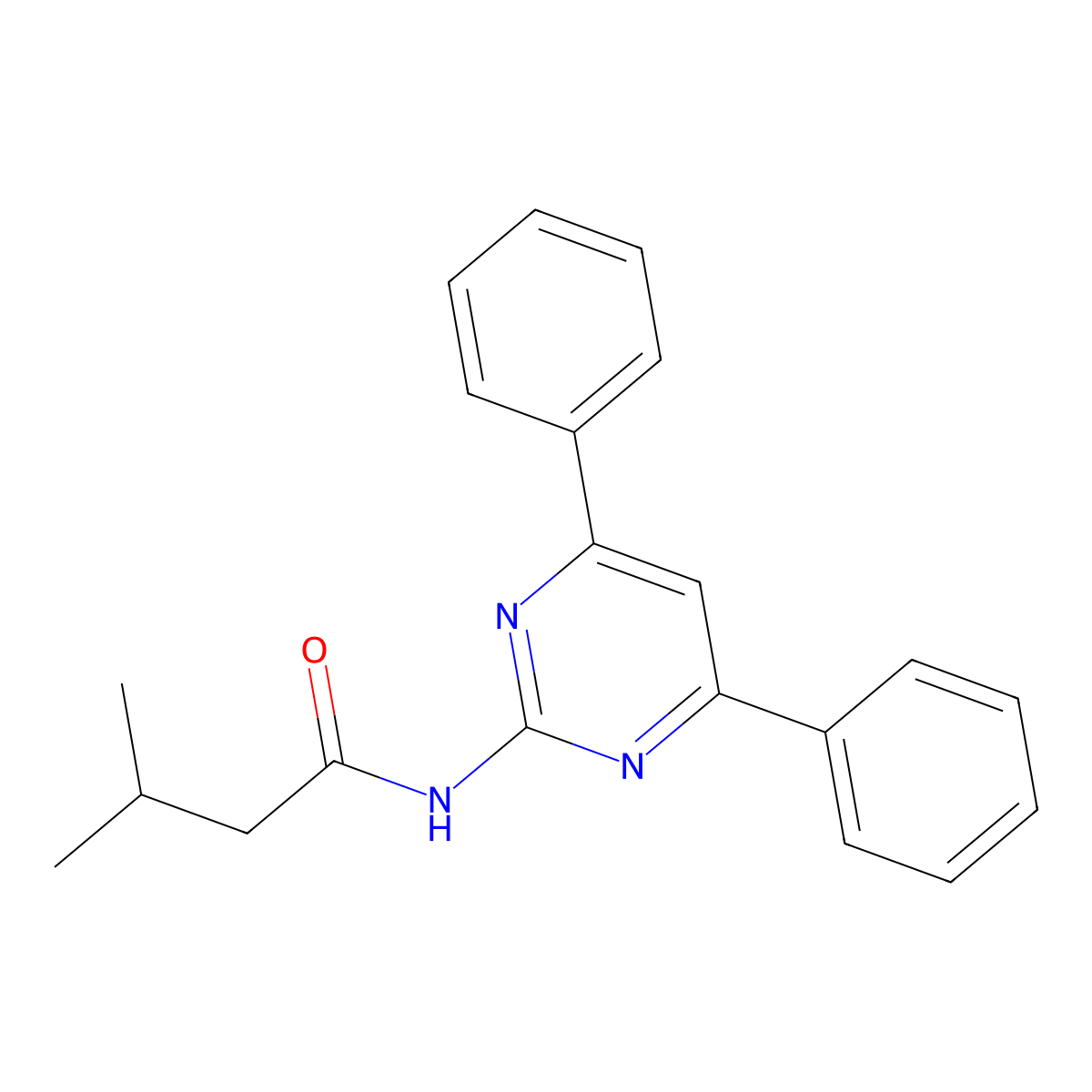 N-(4,6-diphenylpyrimidin-2-yl)-3-methylbutyramide molecular structure, CAS 820961-70-4