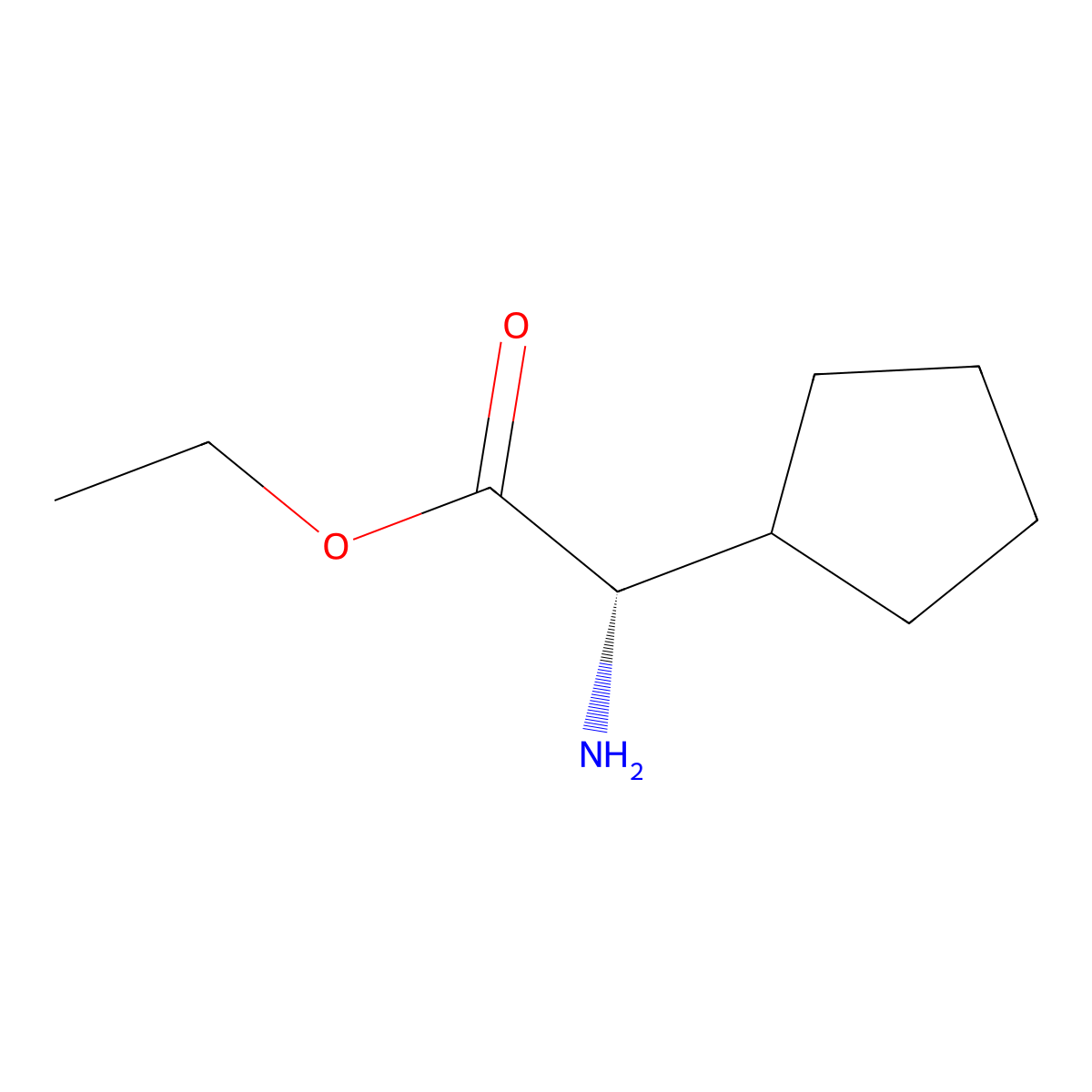 ethyl (2S)-2-amino-2-cyclopentylacetate molecular structure, CAS 820964-61-2