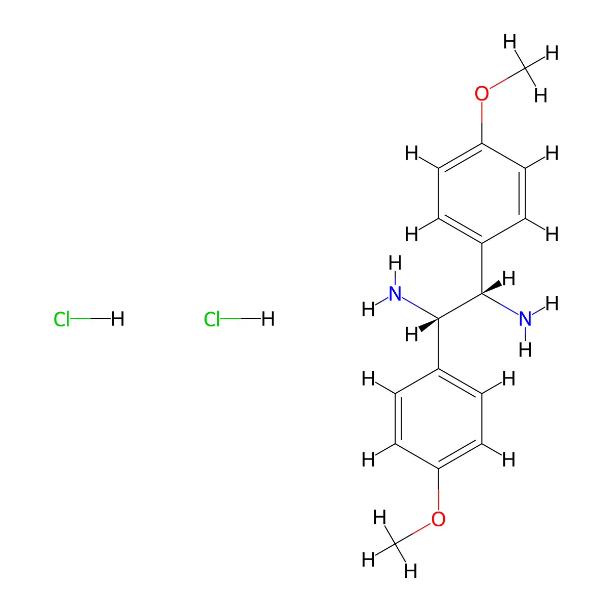 (1S,2S)-1,2-Bis(4-methoxyphenyl)ethane-1,2-diamine dihydrochloride molecular structure, CAS 820965-96-6