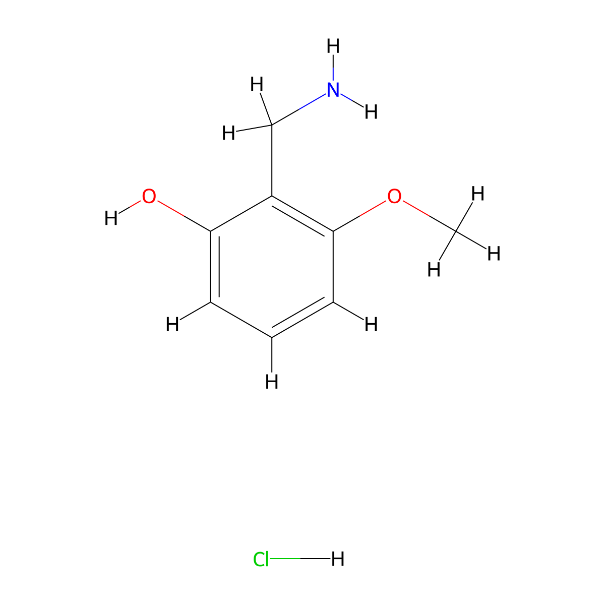 2-(Aminomethyl)-3-methoxyphenol;hydrochloride molecular structure, CAS 820973-51-1