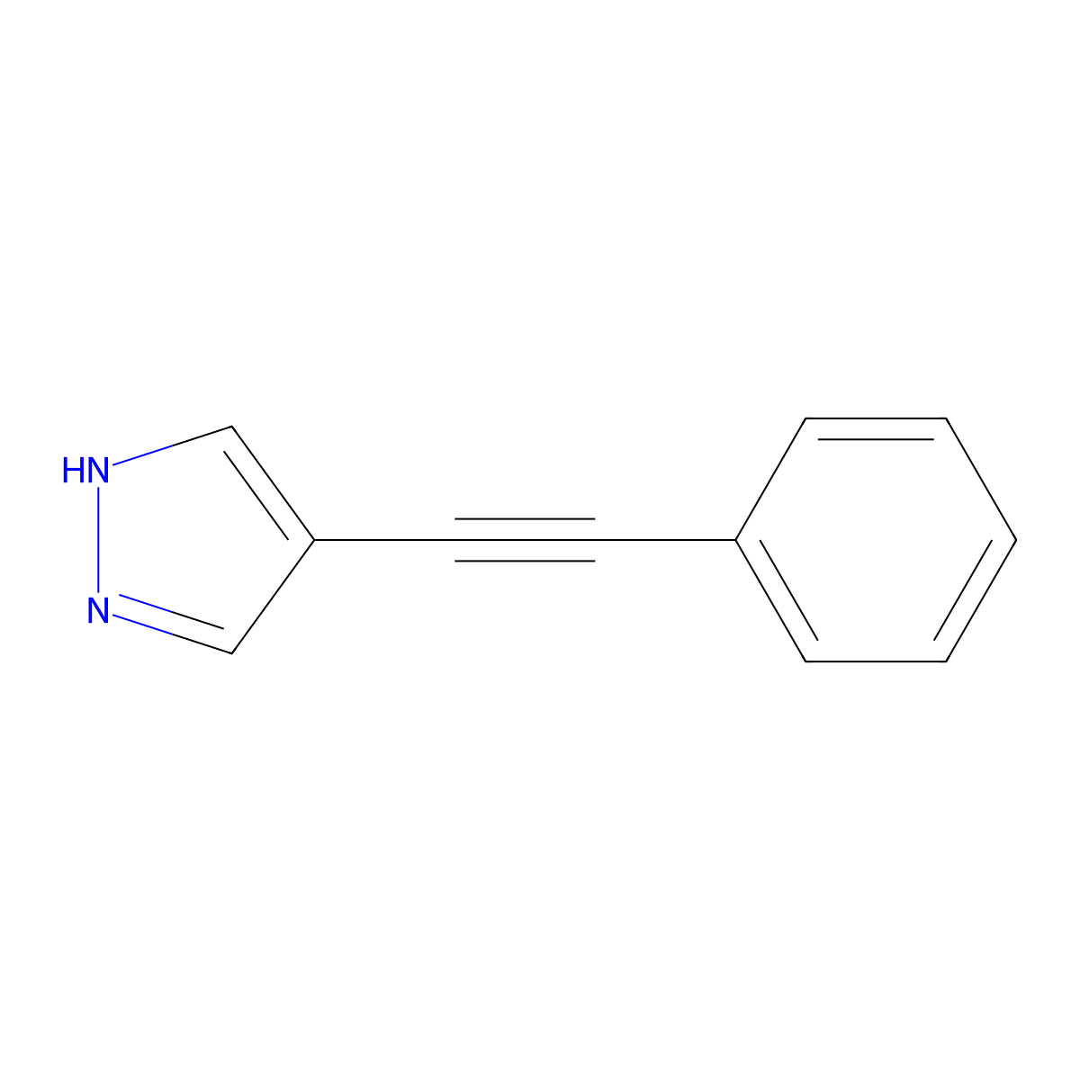 4-(Phenylethynyl)-1H-pyrazole molecular structure, CAS 82099-93-2