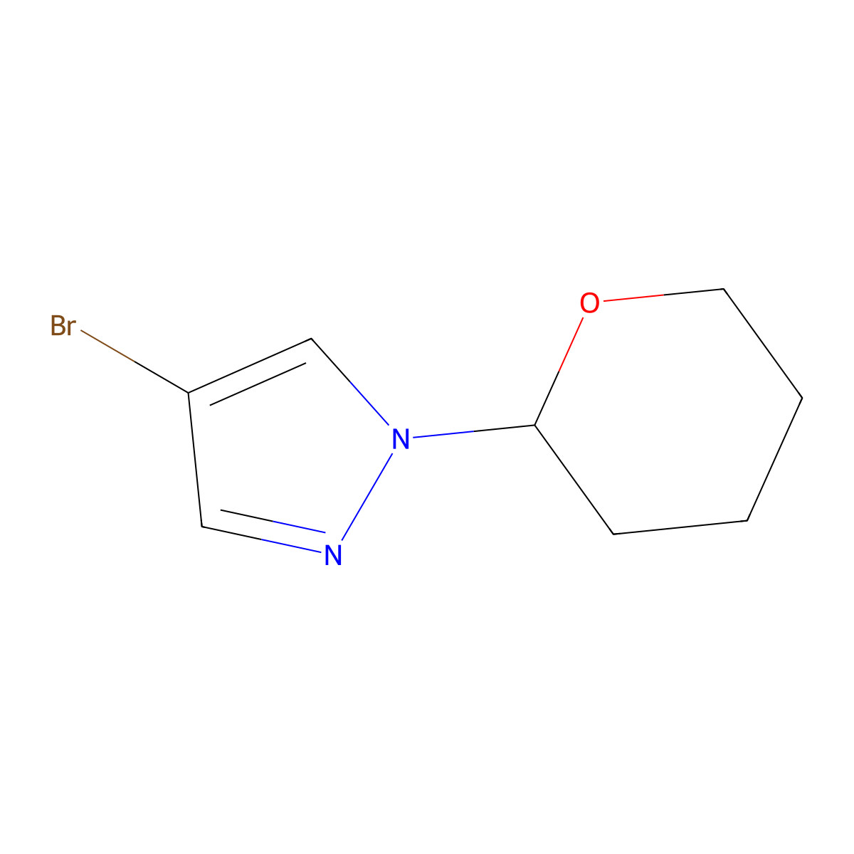 4-bromo-1-(oxan-2-yl)-1H-pyrazole molecular structure, CAS 82099-98-7