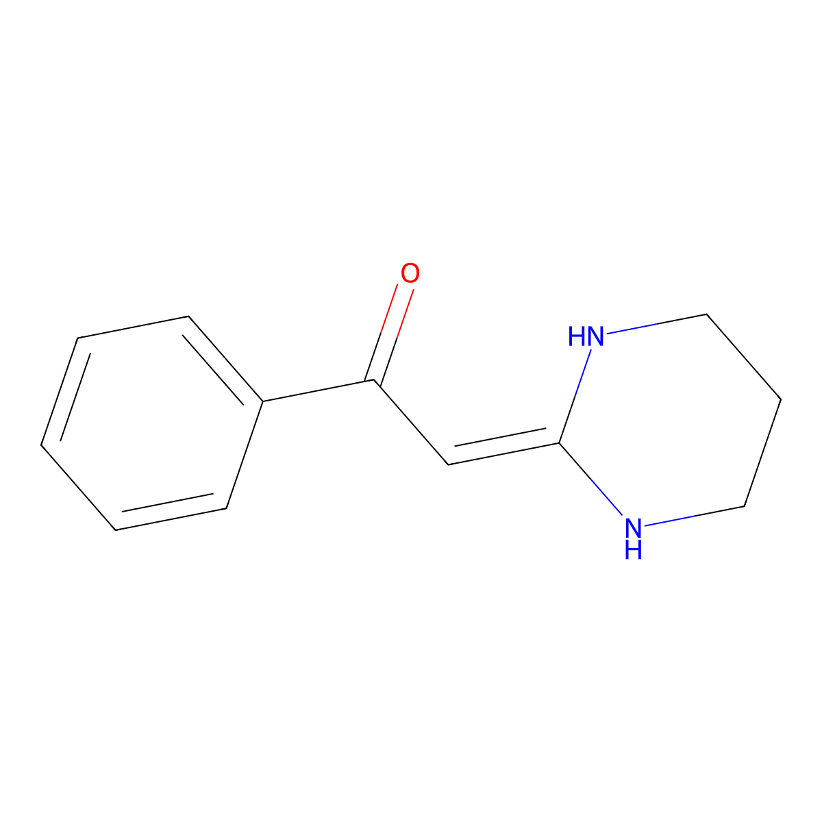 Ethanone, 1-phenyl-2-(tetrahydro-2(1H)-pyrimidinylidene)- molecular structure, CAS 82100-30-9