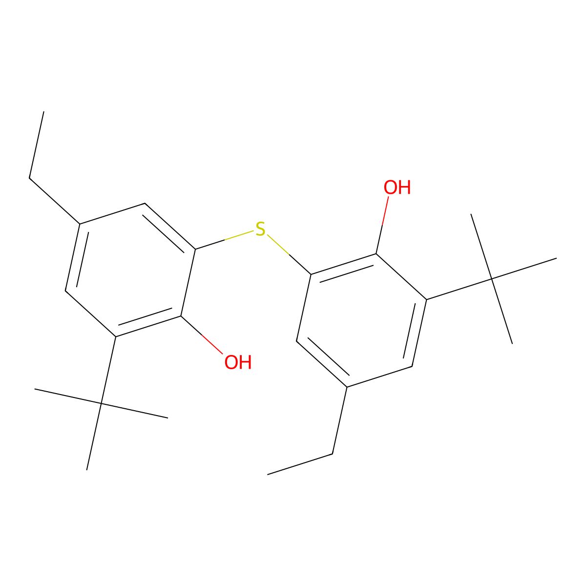 6-(Tert-butyl)-2-[3-(tert-butyl)-5-ethyl-2-hydroxyphenylthio]-4-ethylphenol molecular structure, CAS 82100-95-6