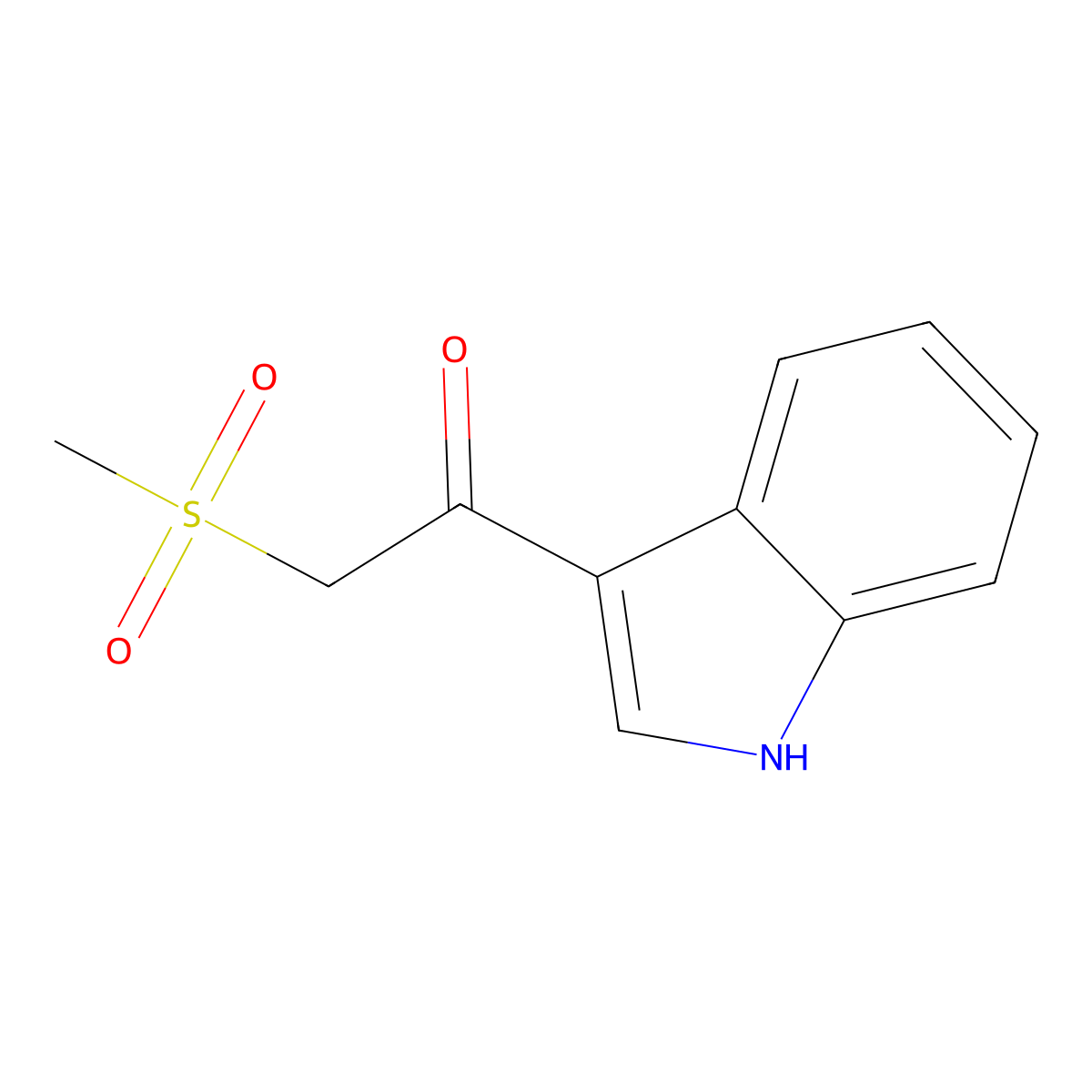 1-(1H-indol-3-yl)-2-(methylsulfonyl)-1-ethanone molecular structure, CAS 821009-91-0