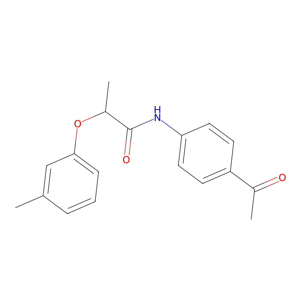N-(4-acetylphenyl)-2-(3-methylphenoxy)propanamide molecular structure, CAS 821010-22-4