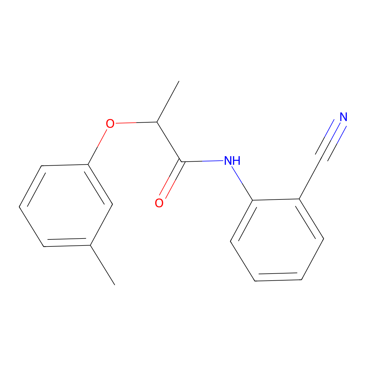 N-(2-cyanophenyl)-2-(3-methylphenoxy)propanamide molecular structure, CAS 821010-33-7