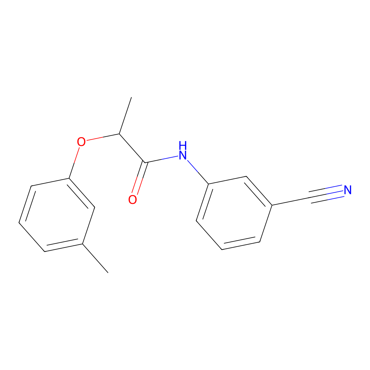 N-(3-cyanophenyl)-2-(3-methylphenoxy)propanamide molecular structure, CAS 821010-37-1