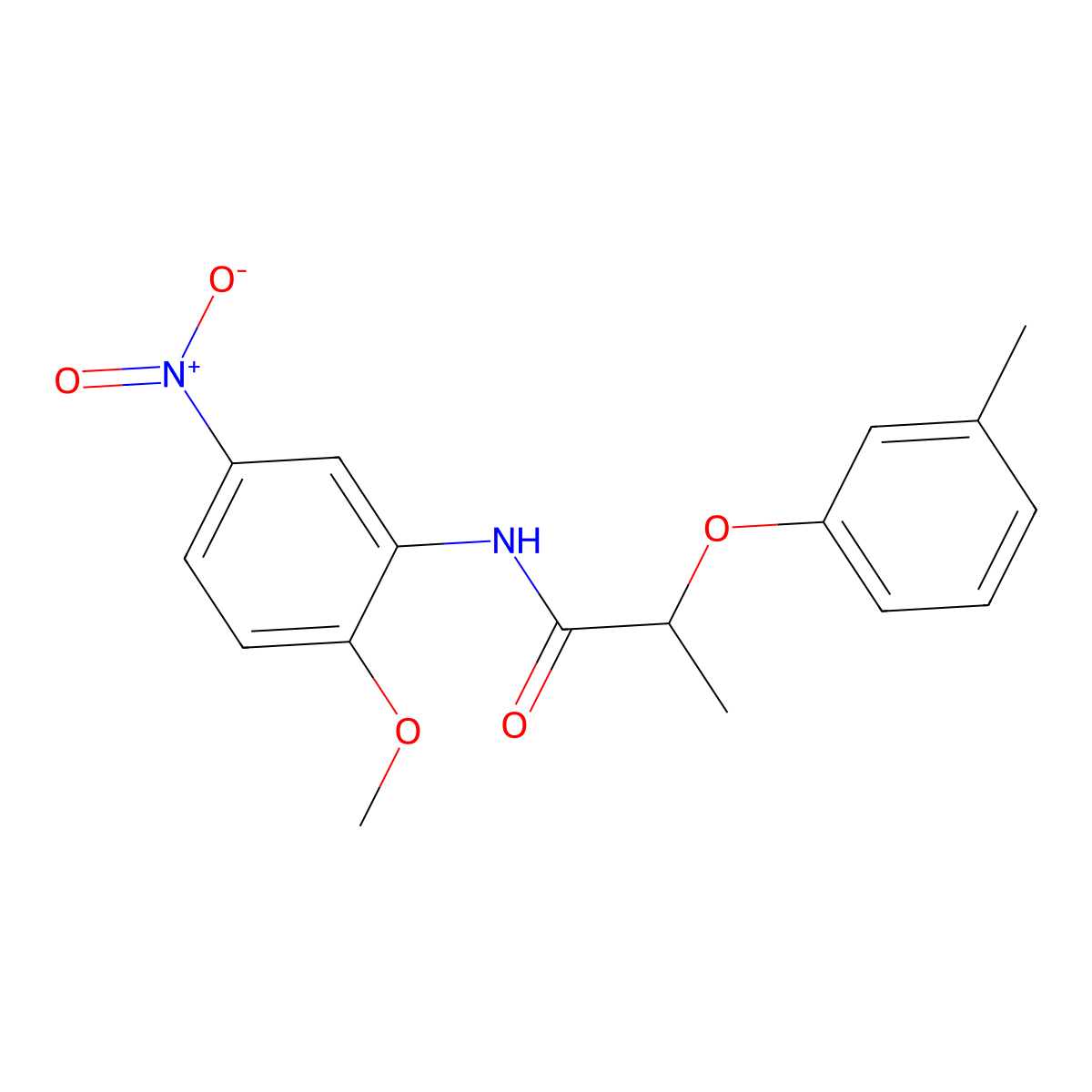N-(2-methoxy-5-nitrophenyl)-2-(3-methylphenoxy)propanamide molecular structure, CAS 821010-43-9