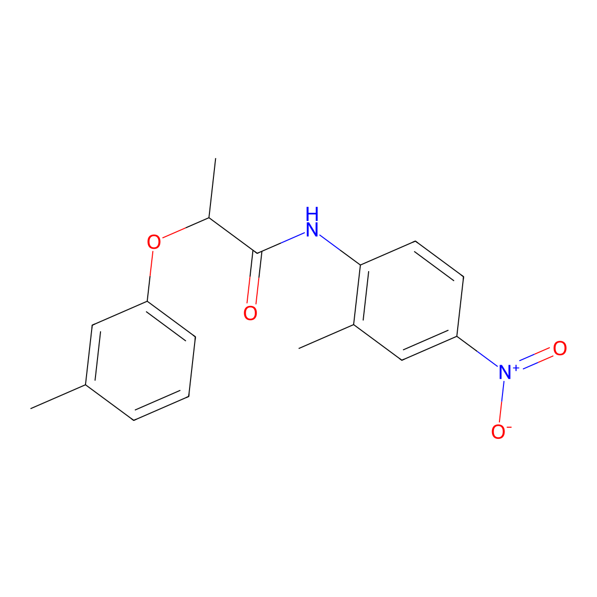 N-(2-methyl-4-nitrophenyl)-2-(3-methylphenoxy)propanamide molecular structure, CAS 821010-45-1