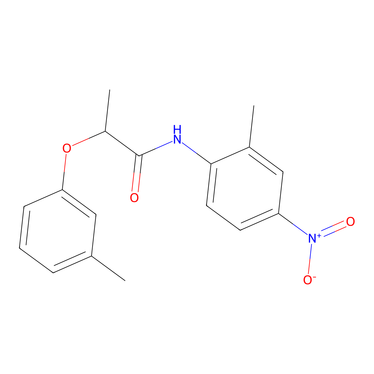 N-(2-methyl-4-nitrophenyl)-2-(3-methylphenoxy)propanamide molecular structure, CAS 821010-45-1