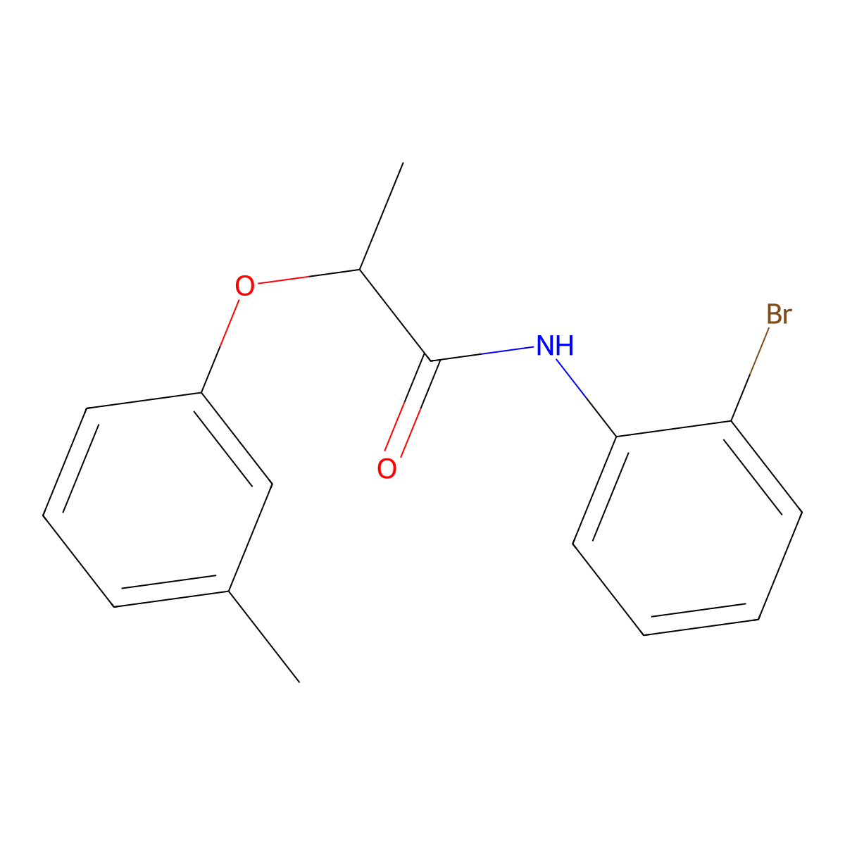 N-(2-bromophenyl)-2-(3-methylphenoxy)propanamide molecular structure, CAS 821010-80-4