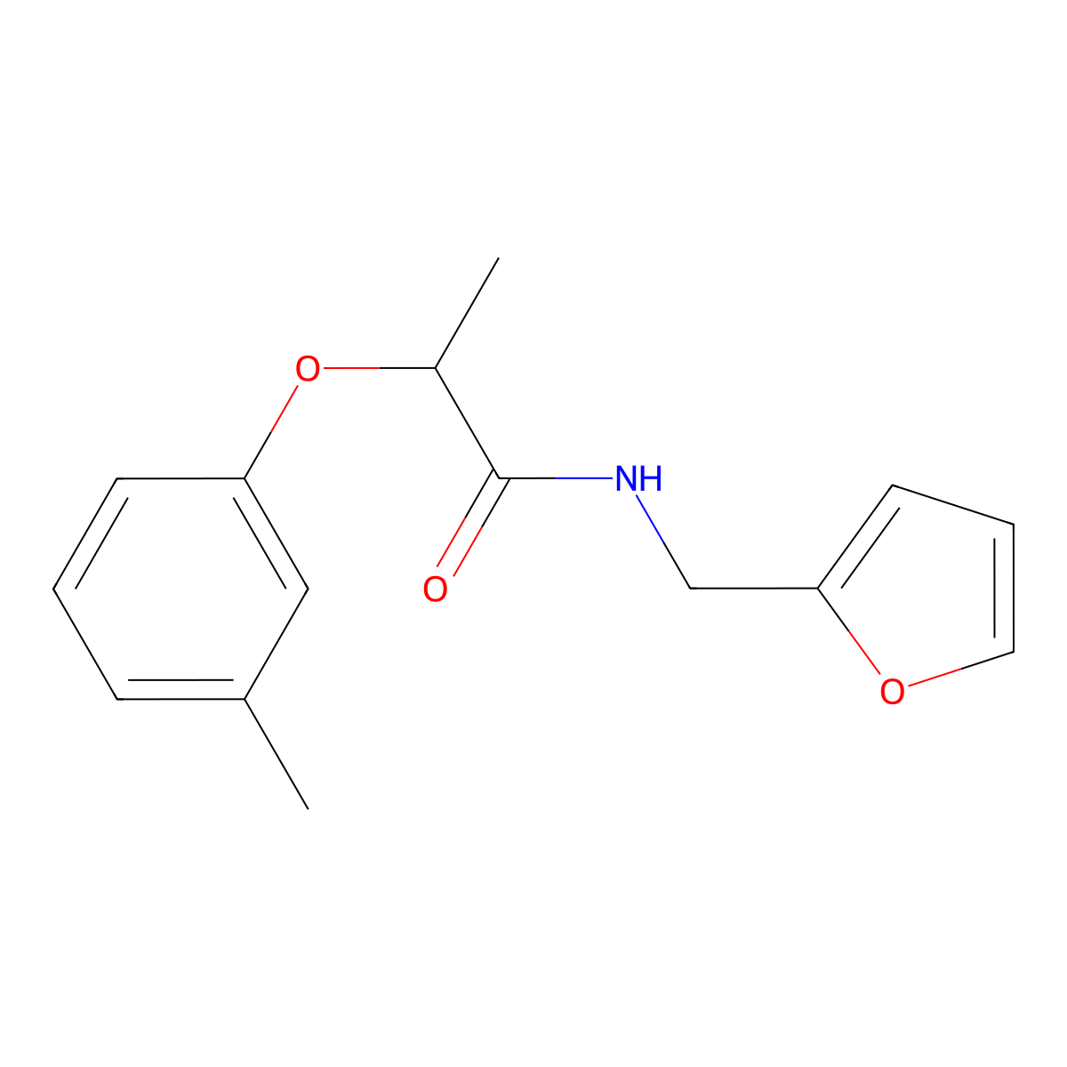 N-(2-furylmethyl)-2-(3-methylphenoxy)propanamide molecular structure, CAS 821010-92-8