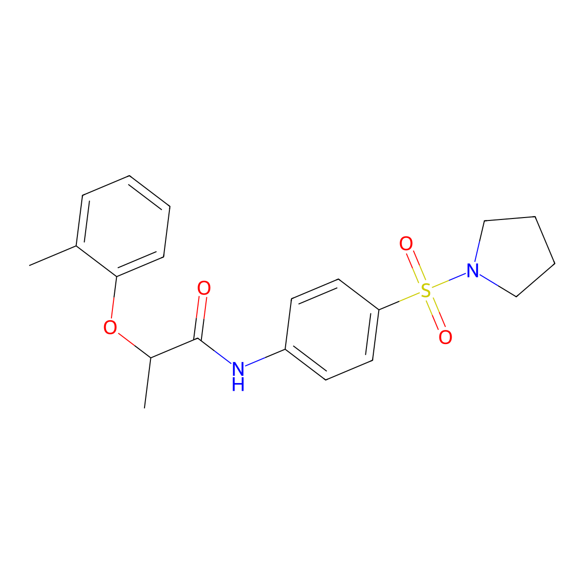 2-(2-methylphenoxy)-N-(4-pyrrolidin-1-ylsulfonylphenyl)propanamide molecular structure, CAS 821013-04-1