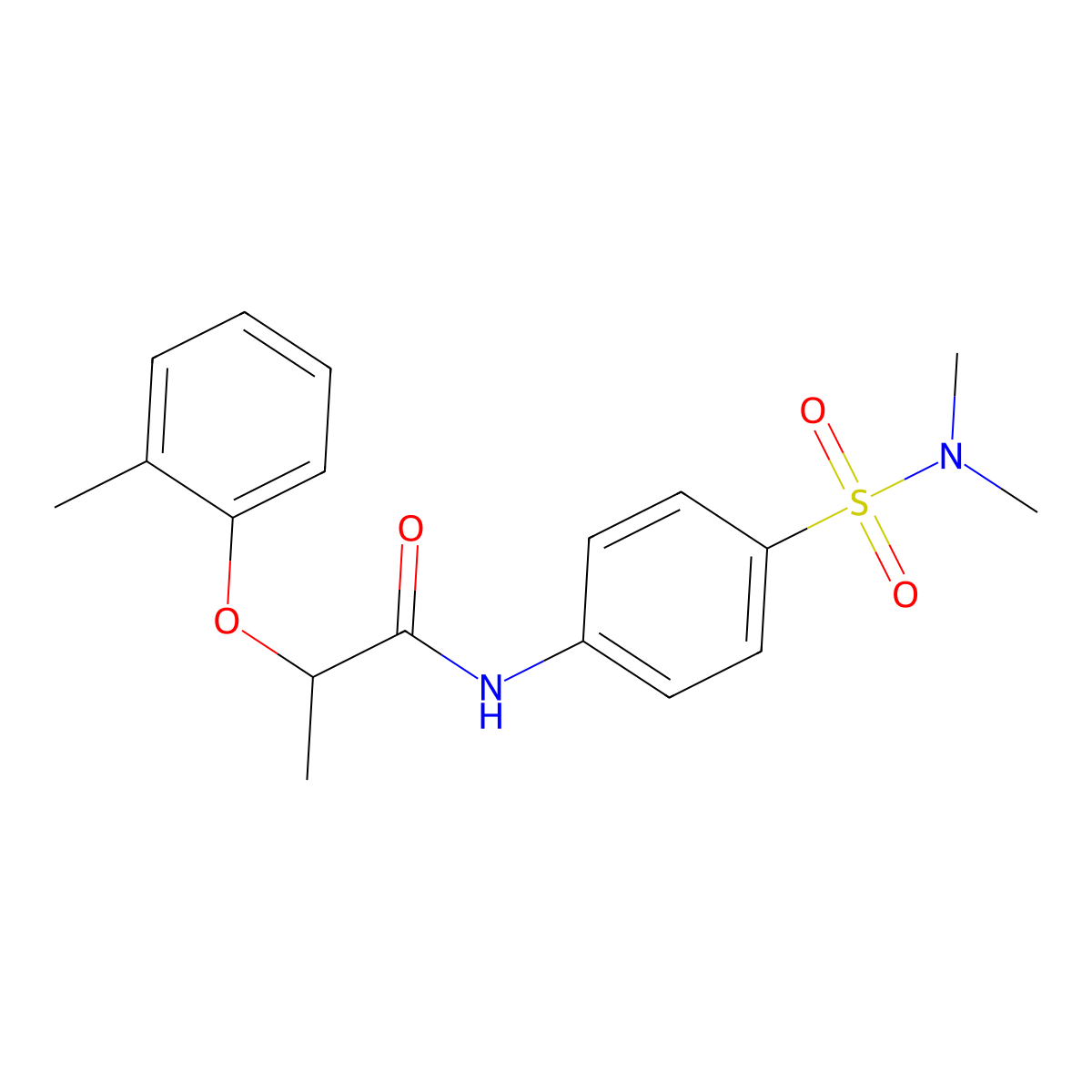 N-[4-(dimethylsulfamoyl)phenyl]-2-(2-methylphenoxy)propanamide molecular structure, CAS 821013-17-6
