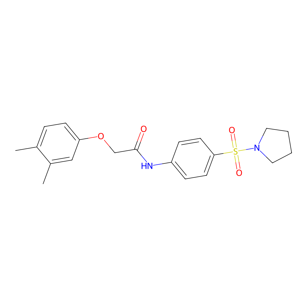 2-(3,4-dimethylphenoxy)-N-(4-pyrrolidin-1-ylsulfonylphenyl)acetamide molecular structure, CAS 821015-26-3