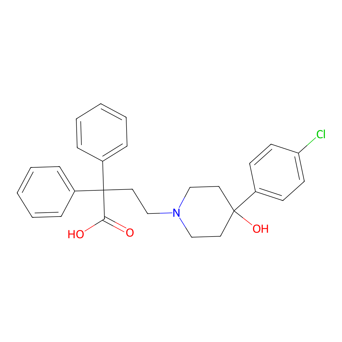 4-[4-(4-Chloro-phenyl)-4-hydroxy-piperidin-1-yl]-2,2-diphenyl-butyric acid molecular structure, CAS 82103-70-6