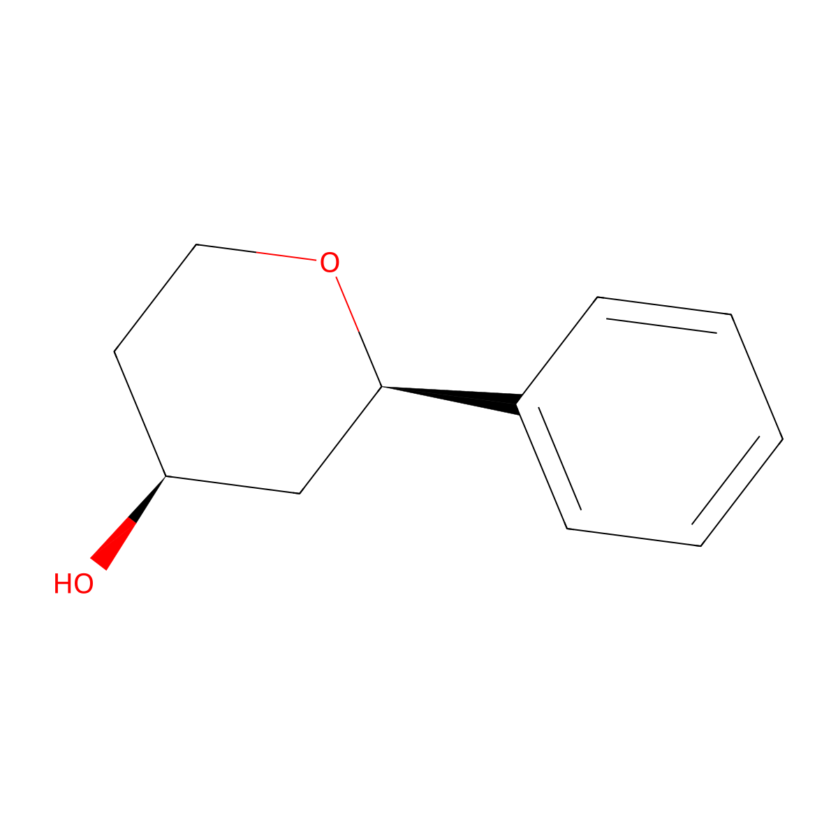 cis-2-phenyltetrahydro-2H-pyran-4-ol molecular structure, CAS 82110-16-5