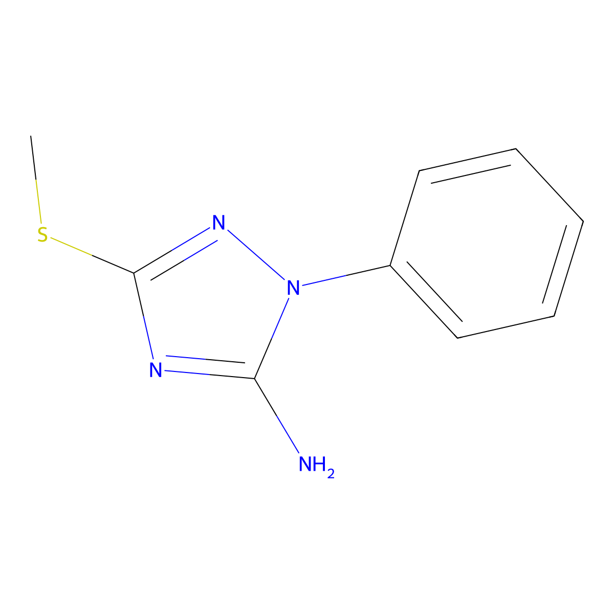 3-(methylthio)-1-phenyl-1H-1,2,4-triazol-5-amine molecular structure, CAS 82117-98-4
